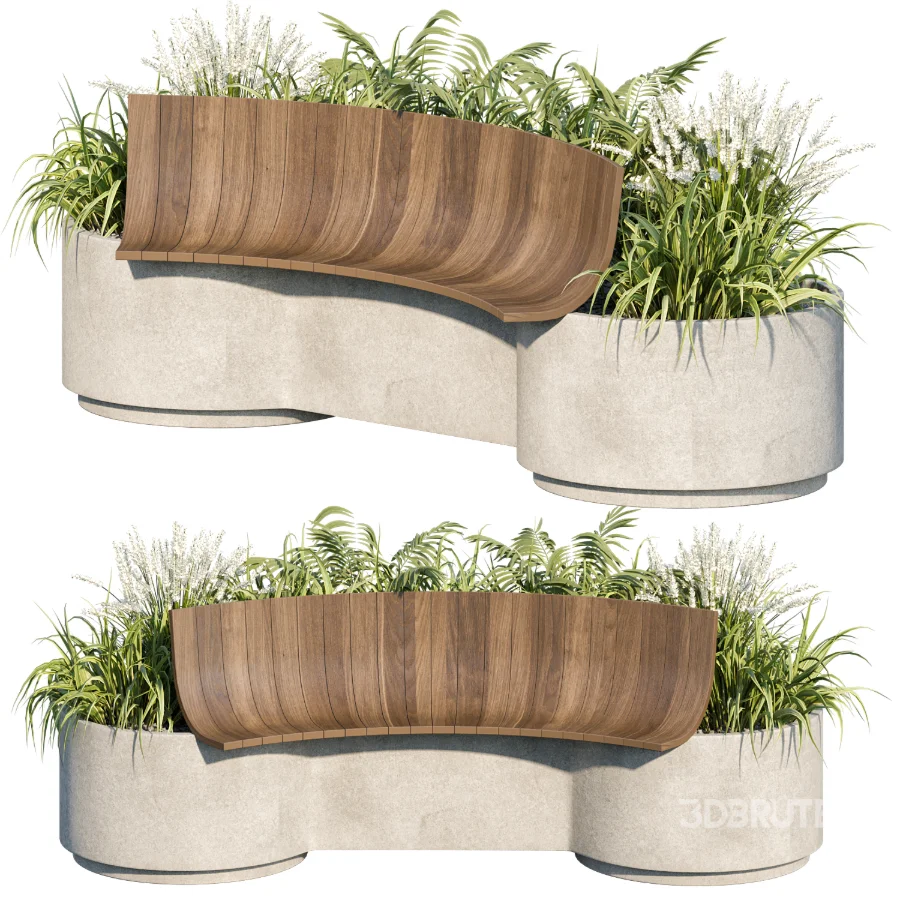 Bench with Plants – Urban Furniture 03 Image 4