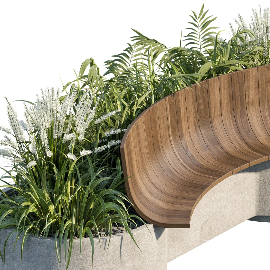 Bench with Plants – Urban Furniture 03 Image 5