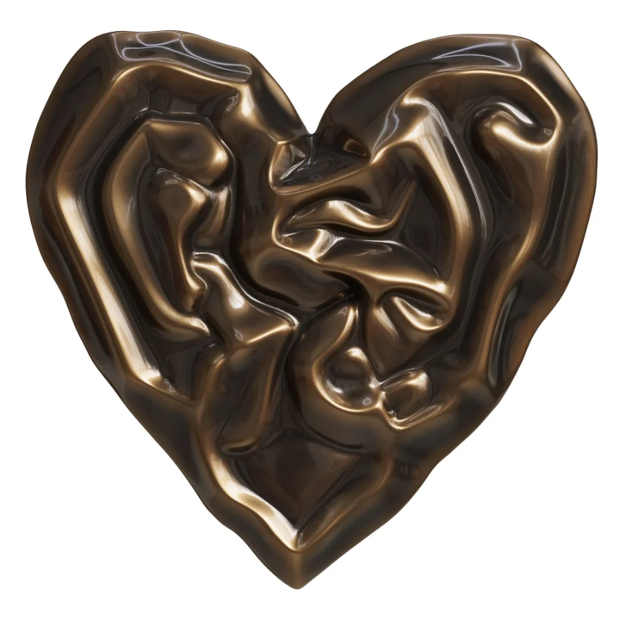 Wall Decor Crumpled Liquid Metal Heart Image 2