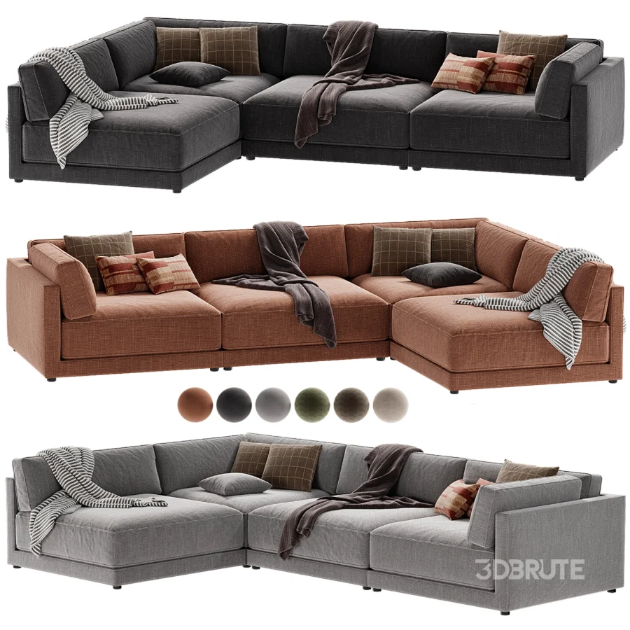 Oriole 4 Piece L Shaped Dark Brown Performance Velvet Modular Sectional Sofa Image 6