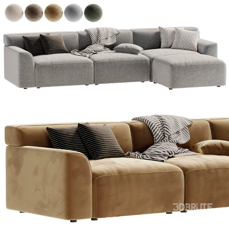 Morell 4 Piece Upholstered Modular Sofa Image 6