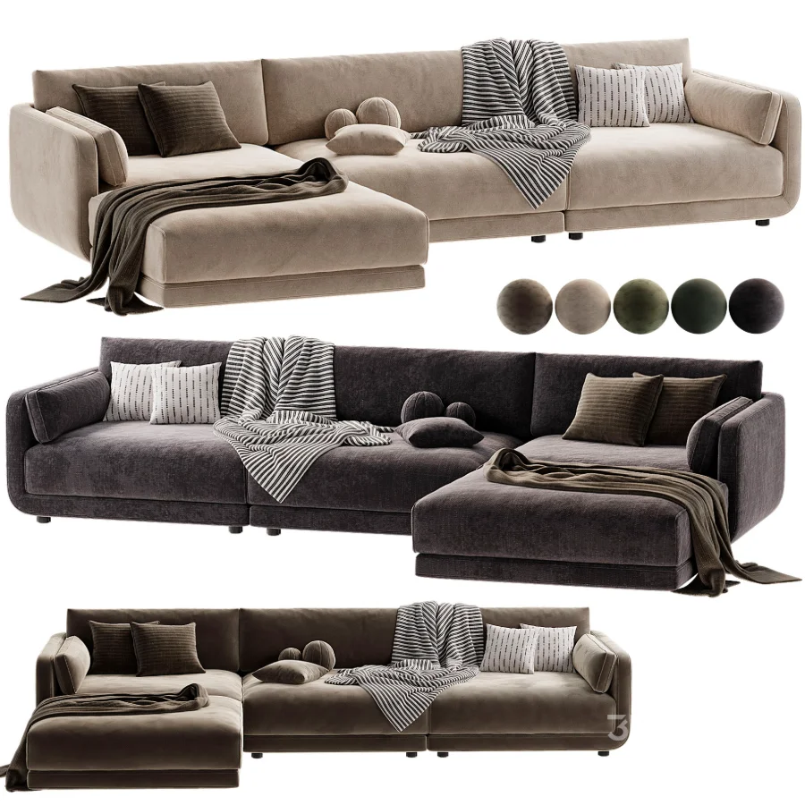 Naples Modular Upholstered Chaise L Sectional Image 4
