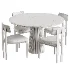 Black walnut solid wood Upholstered Dining Chair And Akira Fluted Round Wooden Table - Thumbnail 5