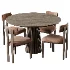 Black walnut solid wood Upholstered Dining Chair And Akira Fluted Round Wooden Table - Thumbnail 4