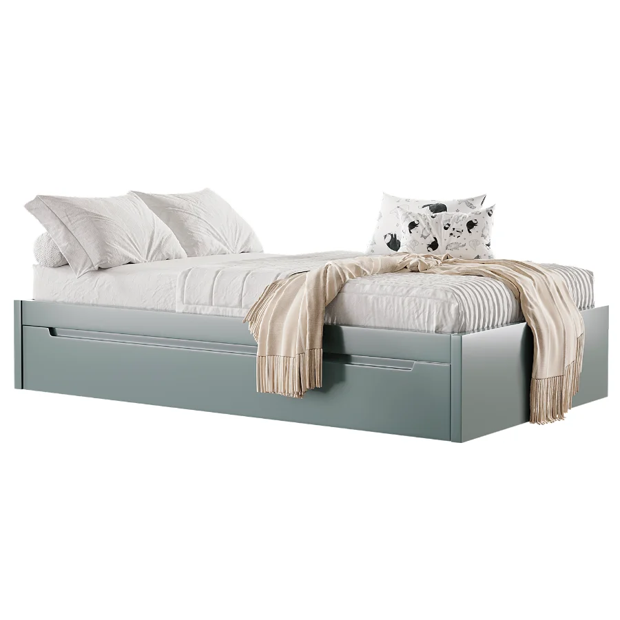 BARI White Trundle Bed Image 2