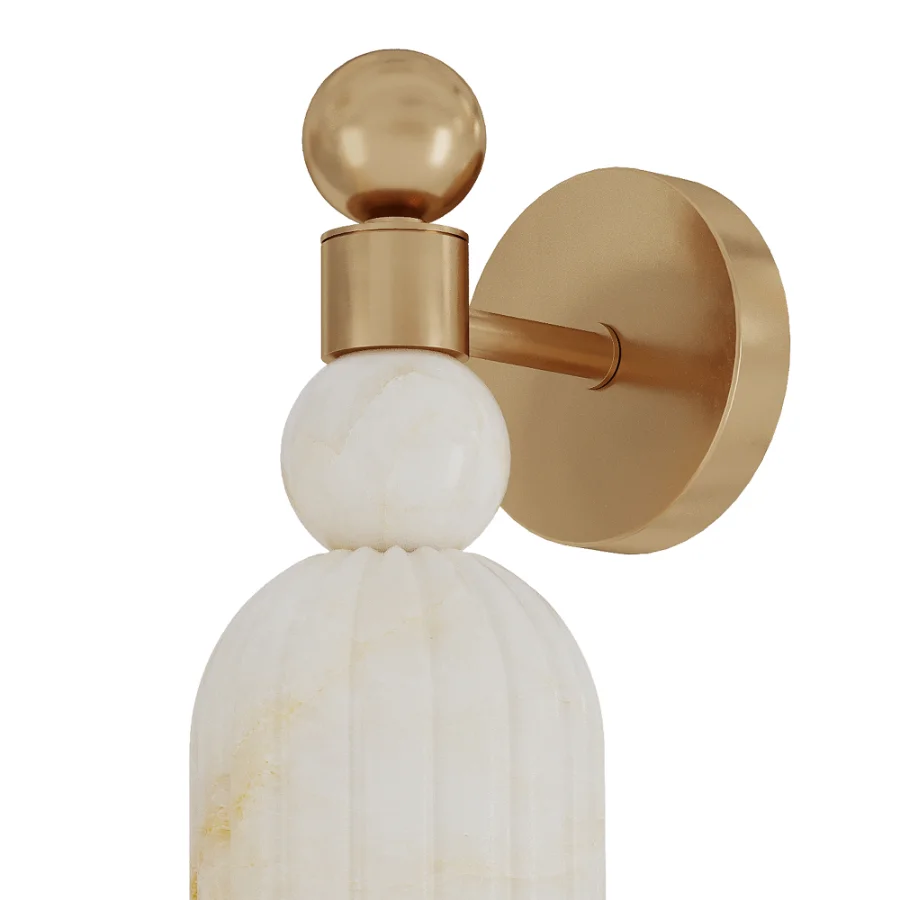 Alabaster Brass Wall Sconce Image 5