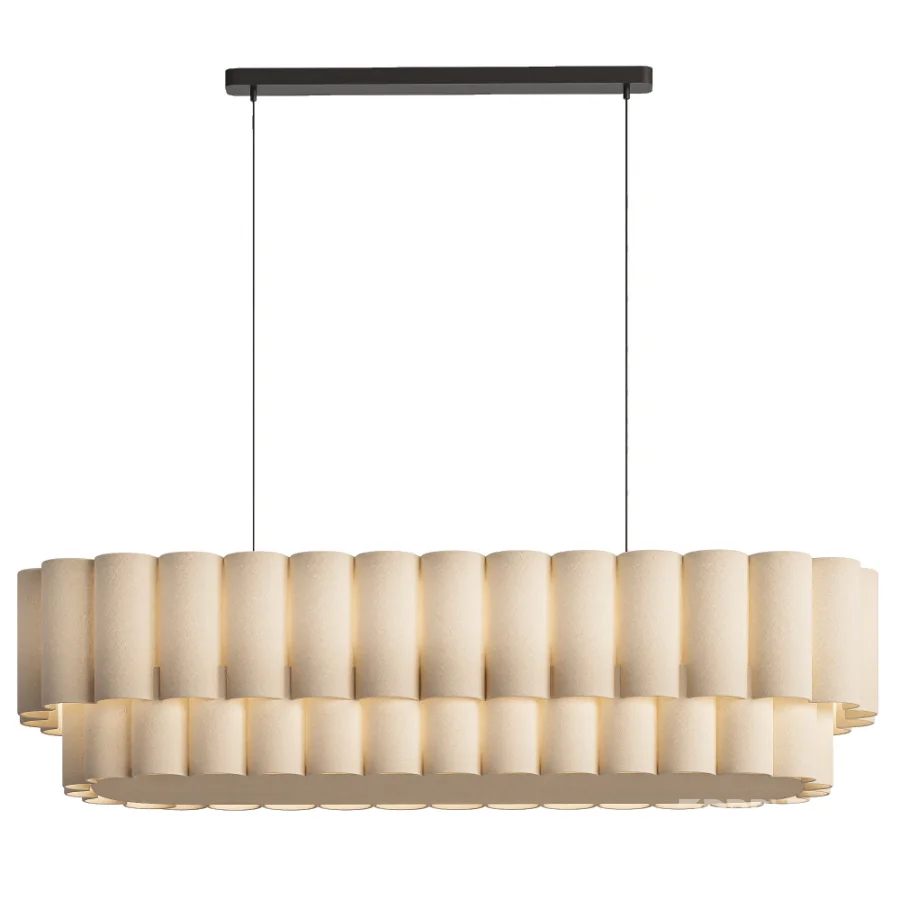 Folia oval scalloped natural linen pendant Image 1