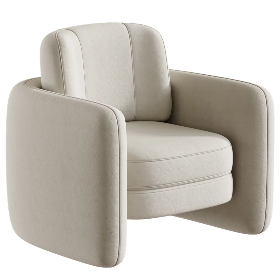 Wide Modern Chenille Upholstered Barrel Accent Chair Image 2