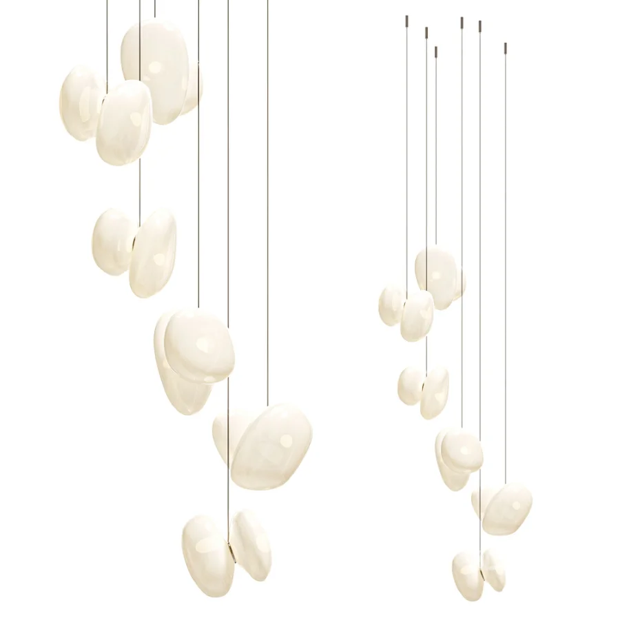 A N D Pebble Chandelier 6 LED Blown Glass Pendant Lamp Image 5
