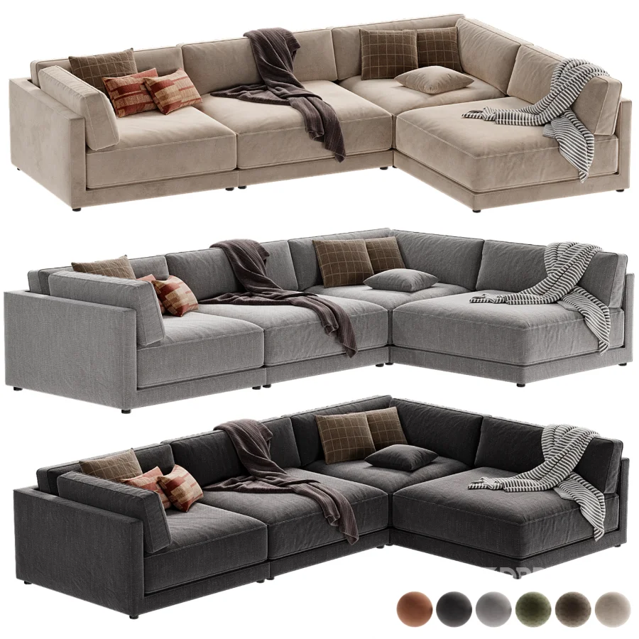 Oriole 4 Piece L Shaped Dark Brown Performance Velvet Modular Sectional Sofa Image 5