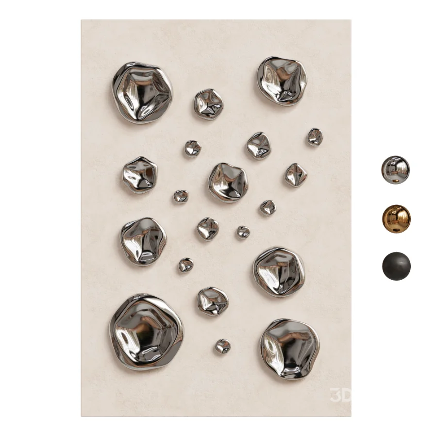 Abstract Chrome Pebble Wall Sculptures and Decor 09 Image 2