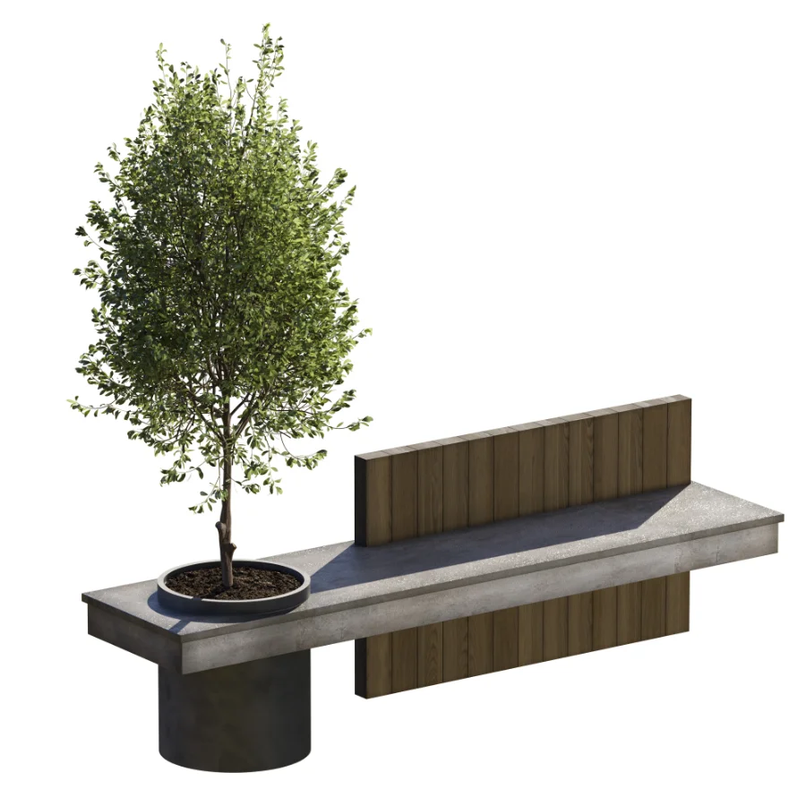 Bench with Plants – Urban Furniture 05 Image 1