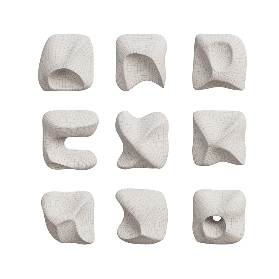 Wall Art Set of Modern Sculptural Clay Elements Image 6