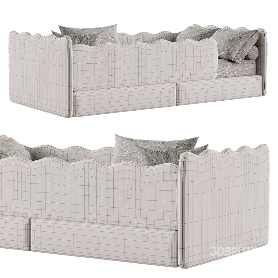 Cozy Ivory Boucle Low Profile Kids Bed Image 2