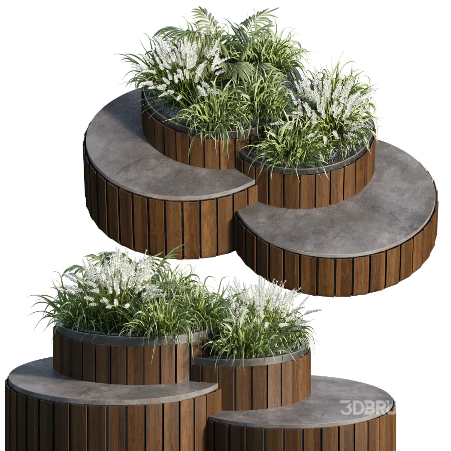 Bench with Plants – Urban Furniture 04 Image 4