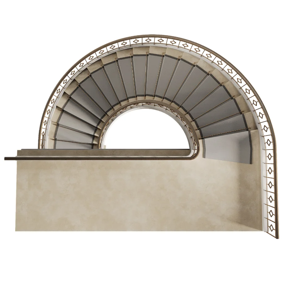 Neoclassical Curved Staircase with Diamond Railing Image 3