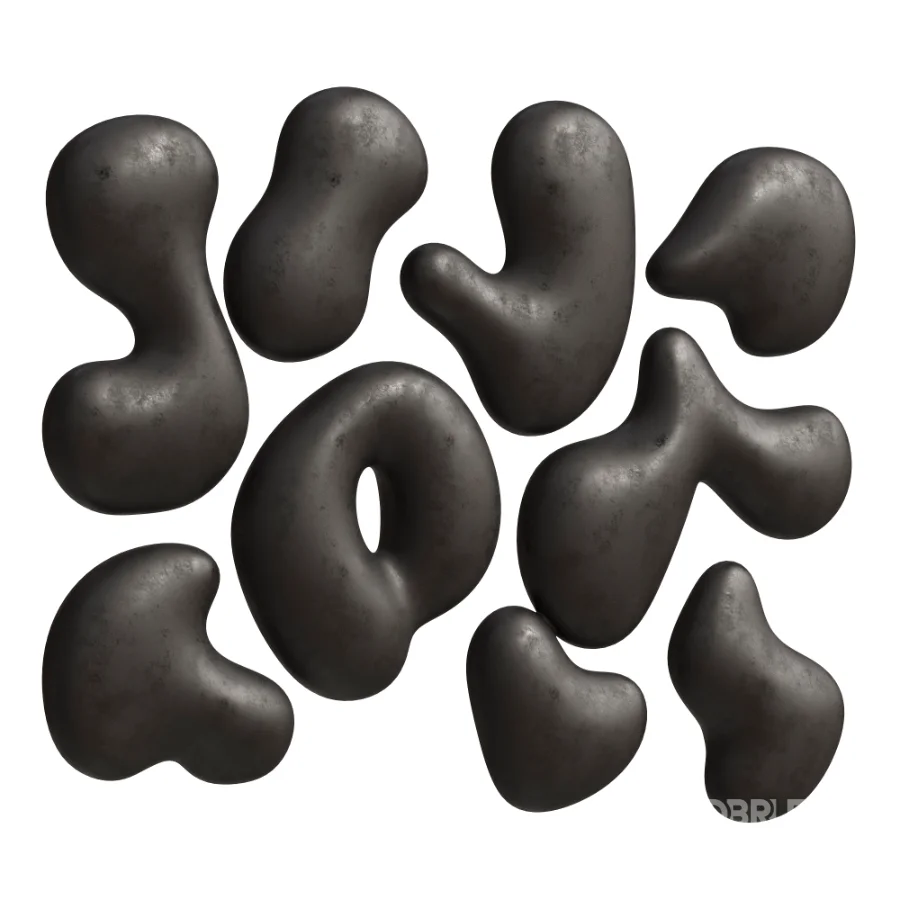 Organic Liquid Droplets Glossy Black Metal Wall Sculpture Abstract Image 2