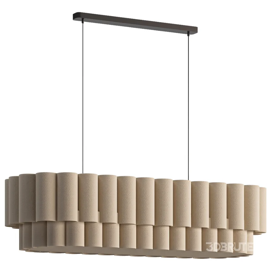 Folia oval scalloped natural linen pendant Image 2