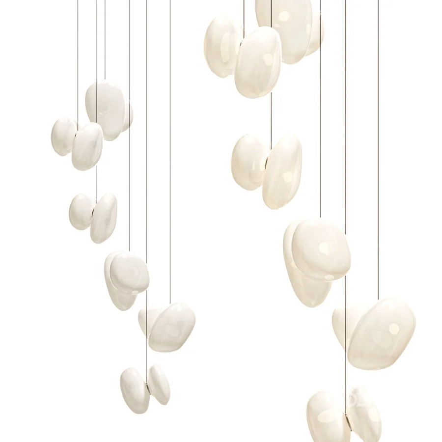 A N D Pebble Chandelier 6 LED Blown Glass Pendant Lamp Image 4