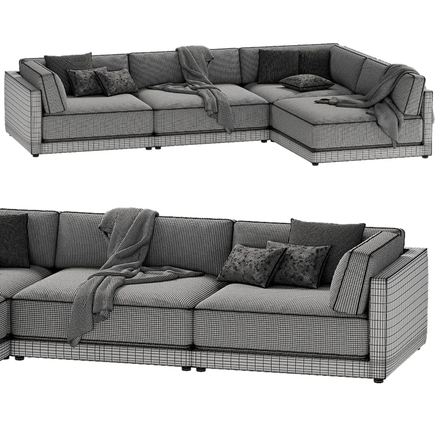 Oriole 4 Piece L Shaped Dark Brown Performance Velvet Modular Sectional Sofa Image 7