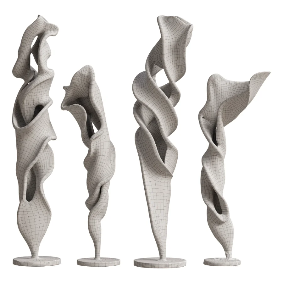 Plaster Floor Statues Organic Spiral Wave Image 2