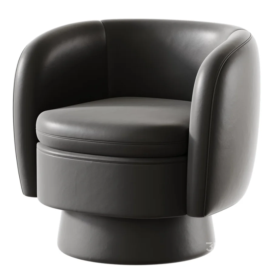 Wide Upholstered Tweed Swivel Barrel Accent ArmChair 360 Image 3