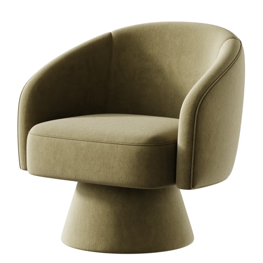 Lenn swivel armchair chenille taupe Image 4