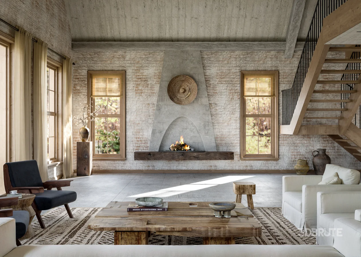 Wabi-sabi living room interior Image 6