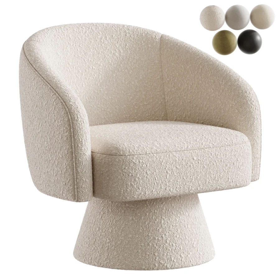 Lenn swivel armchair chenille taupe Image 1