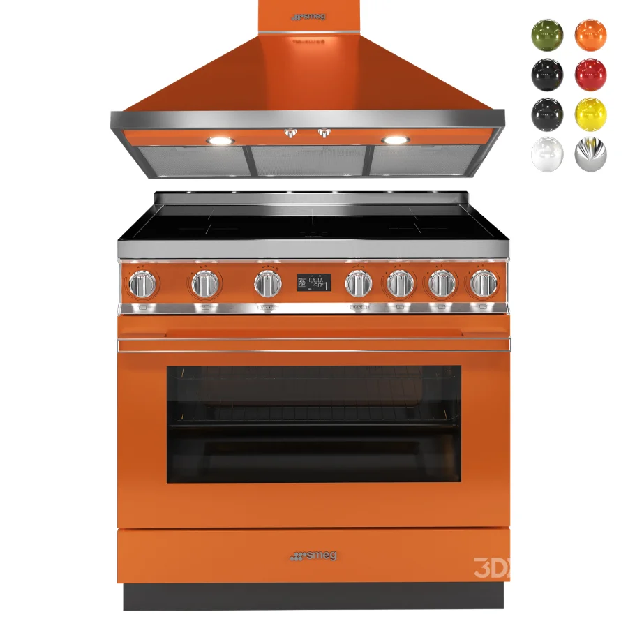 SMEG – Cooker with Induction Hob 90cm – Decorative wall hood 90cm Image 1