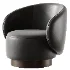 Modern Swivel Barrel Chairs With Wood Base - Thumbnail 6
