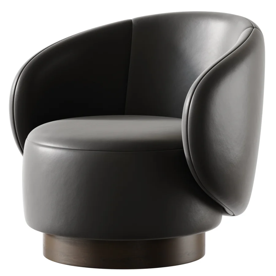 Modern Swivel Barrel Chairs With Wood Base Image 6