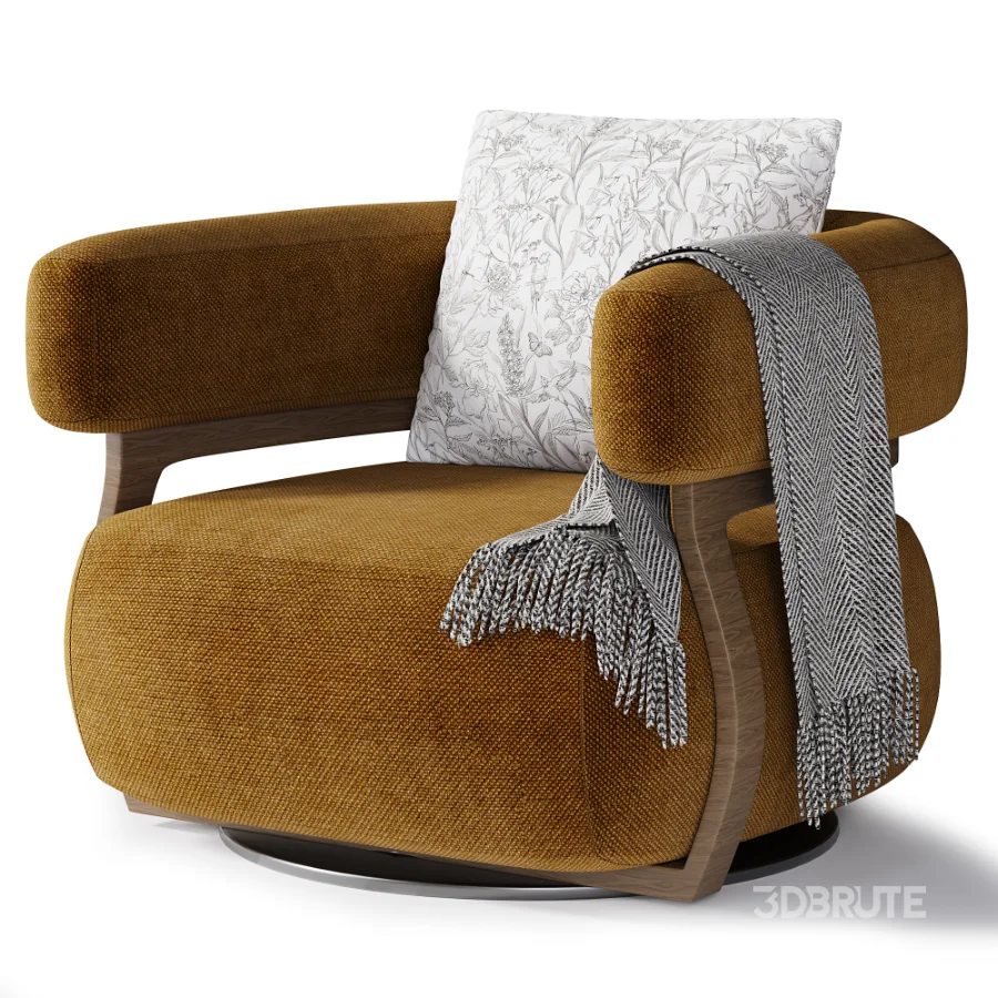 Luxury Burgundy Swivel Armchair Image 3