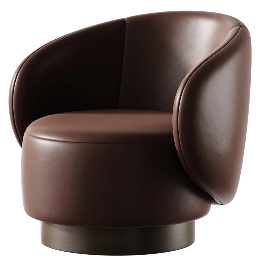 Modern Swivel Barrel Chairs With Wood Base Image 5