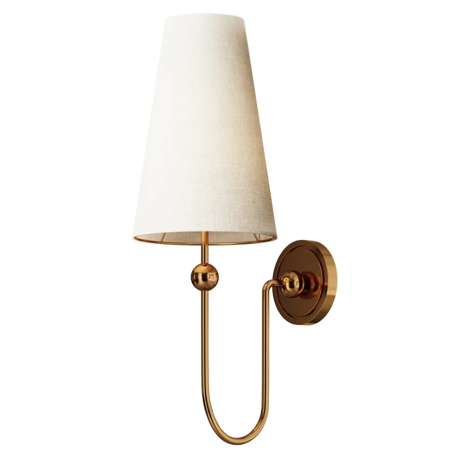 Azon Country Linen Brass Swan Neck Wall Light Image 2