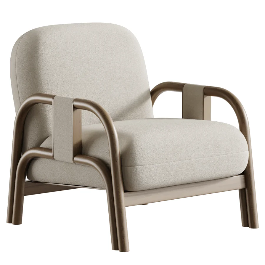 Vindy ash and velour lounge chair Image 2