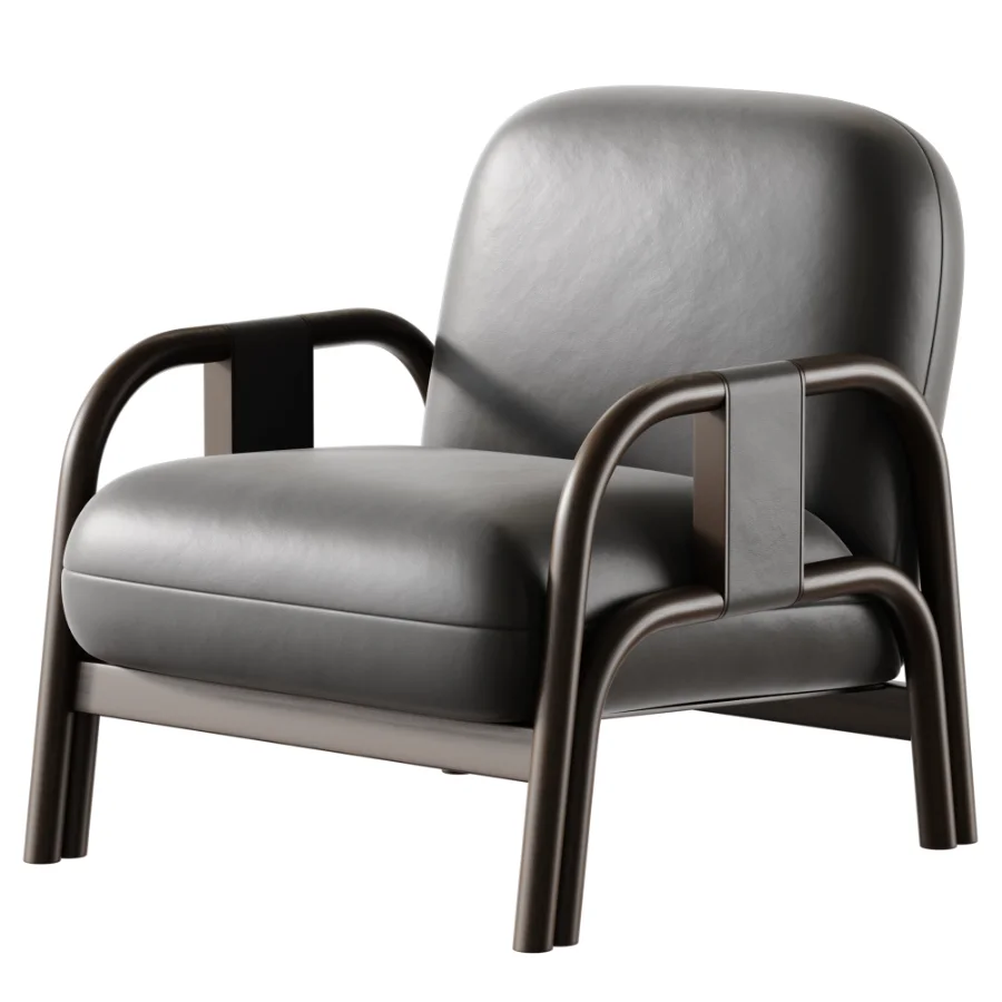 Vindy ash and velour lounge chair Image 5