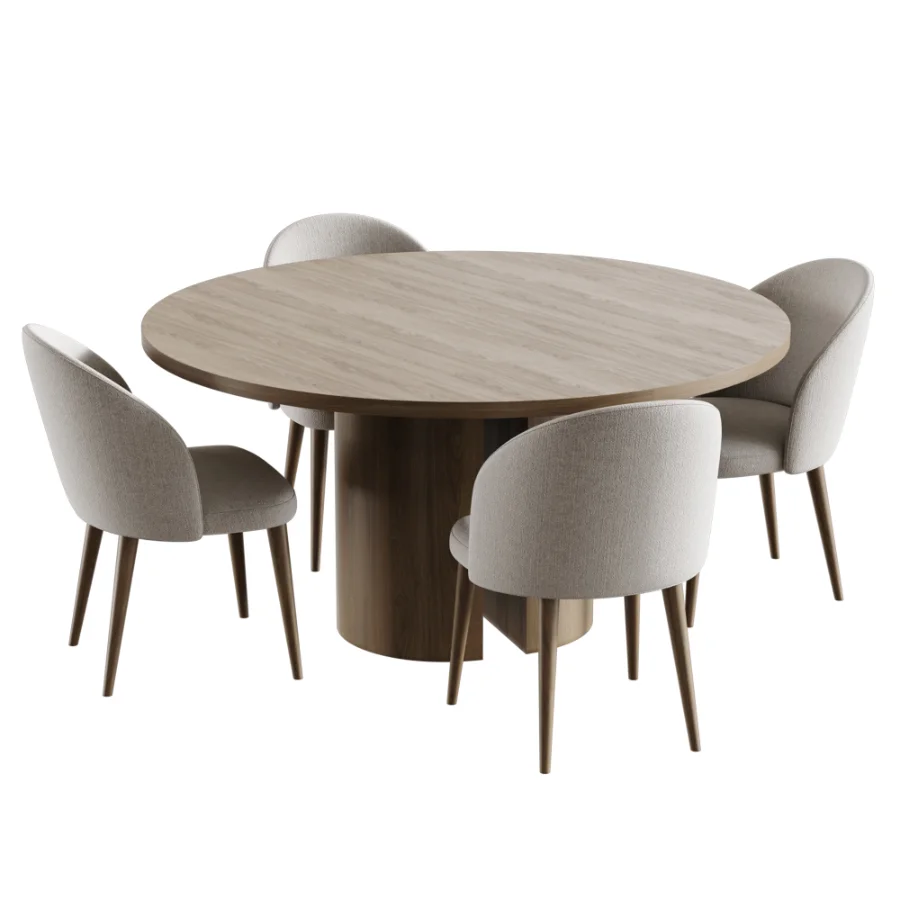 Timon Upholstered Dining Chair And Nealy Round Table Image 4