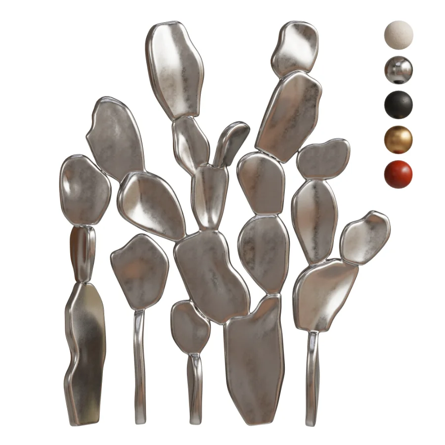 Modern Black Metal Cactus Floor Decor Set Image 1