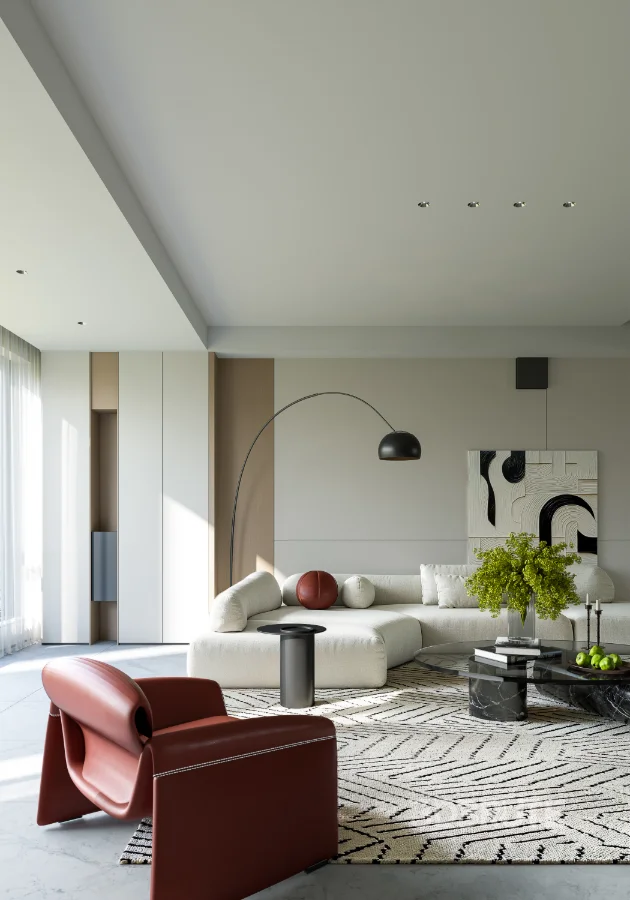 Modern living room and dining room interior scene Image 5