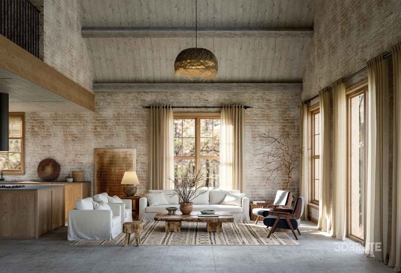 Wabi-sabi living room interior Image 3