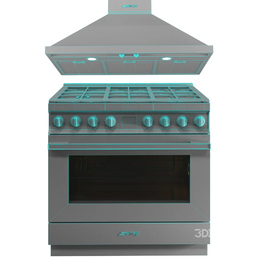 SMEG – Cooker with Gas Hob 90cm – Decorative wall hood 90cm Image 5