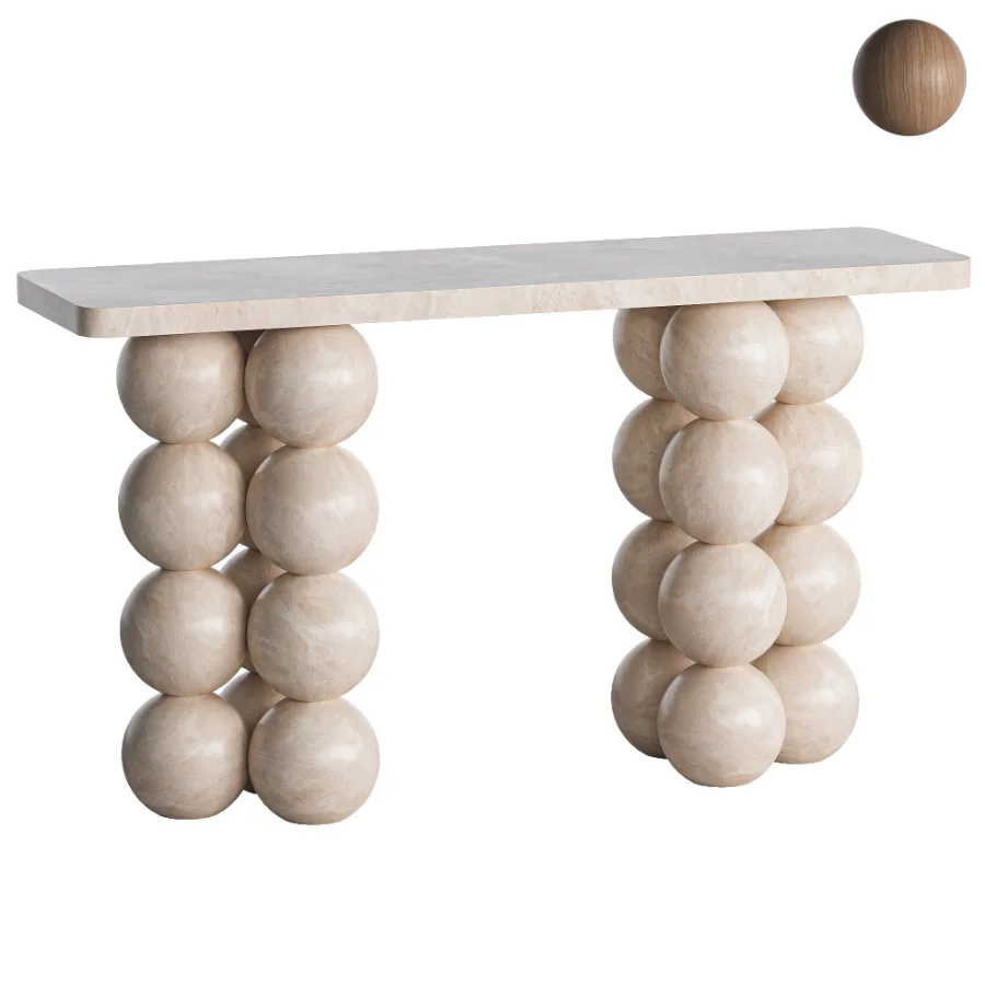 Natural Limestone Pearl Shape Base Console Table Image 1