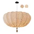 Traditional Japanese Round Iron Frame Fabric Shade Light Chandelier - Thumbnail 2