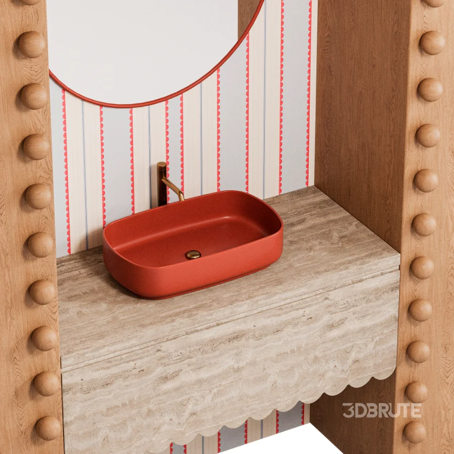 Bathroom furniture Travertin & Wood Arch Vanity Image 3