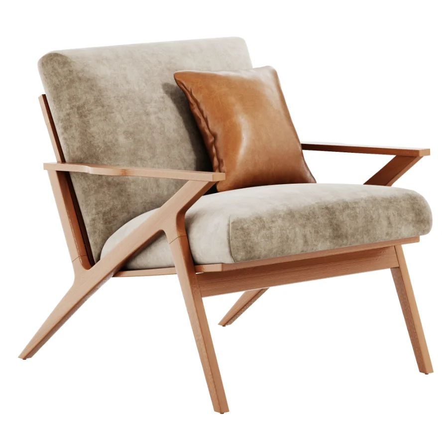 Cavett Wood Frame Armchair by Crate Barrel Image 1