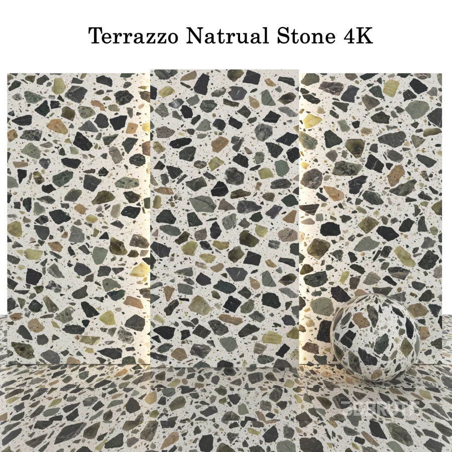 Stone 153 (Terrazzo Natrual, Macchia, Calacatta, Sahara Noir) Image 4