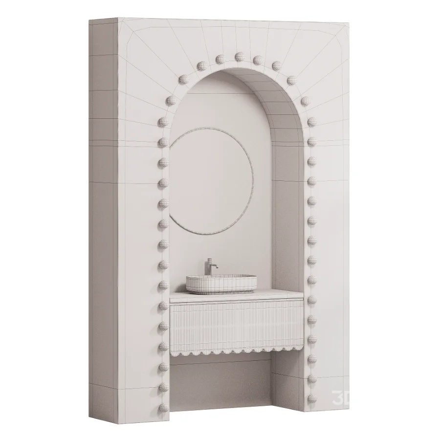 Bathroom furniture Travertin & Wood Arch Vanity Image 1