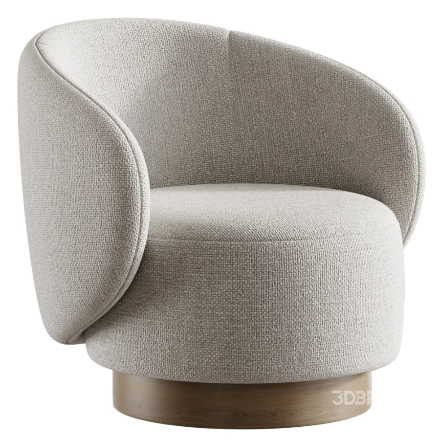 Modern Swivel Barrel Chairs With Wood Base Image 2