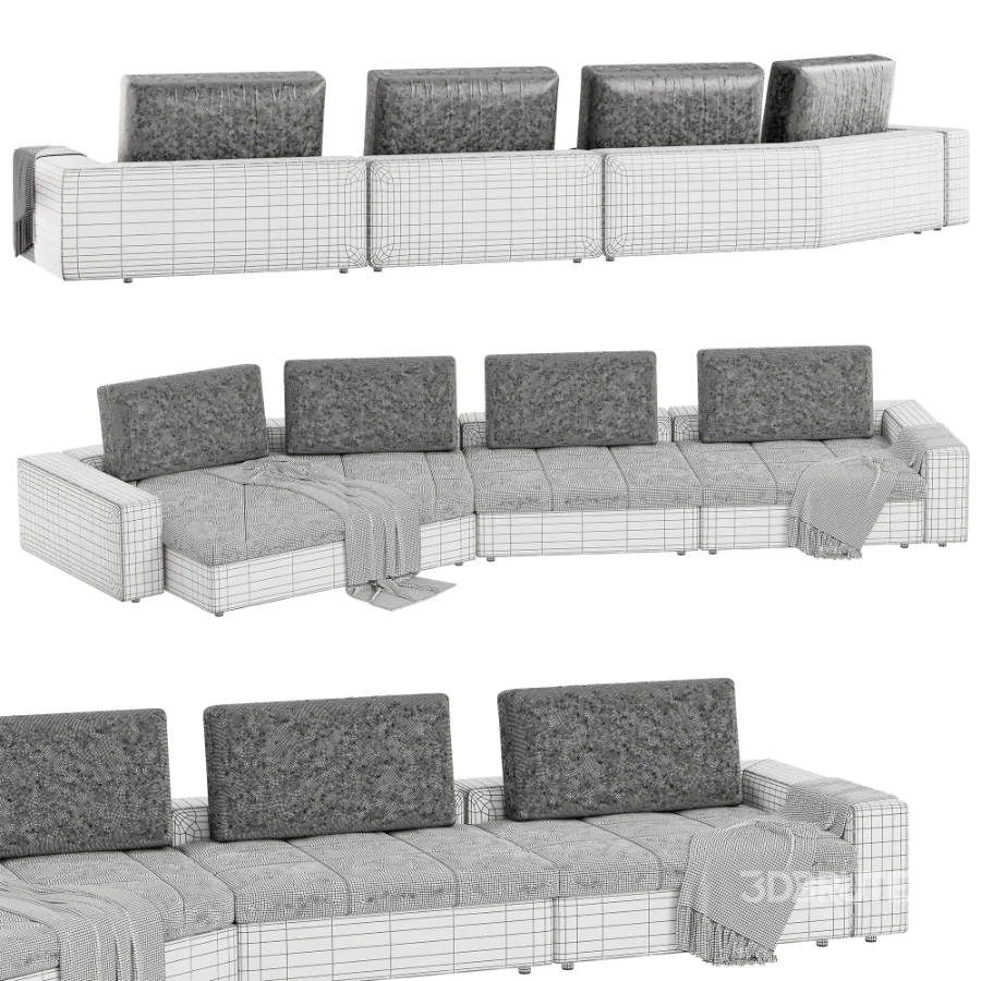 curved fabric sofa lounge Image 1
